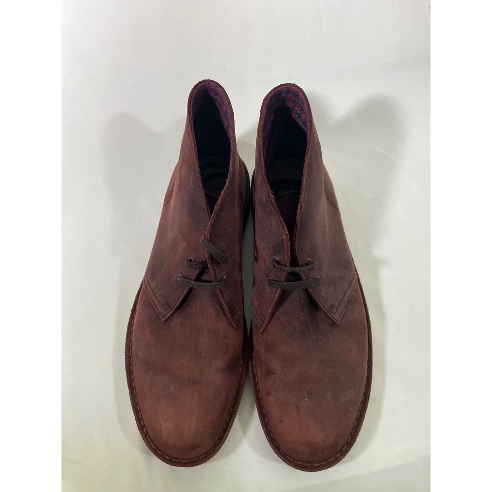 Clarks Desert Ankle Boots Burgundy Suede Chukka Dress Causal Classic Men Sz 10.5